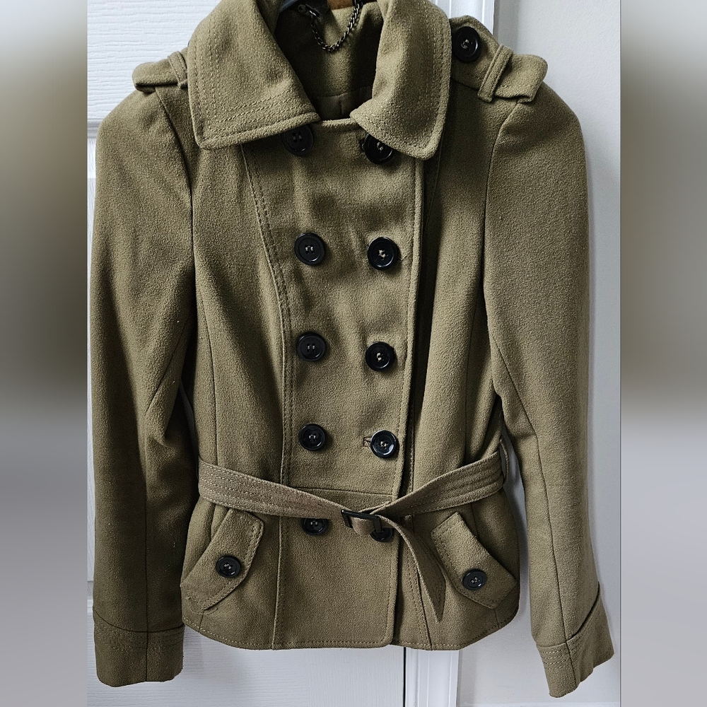 💚Olive green wool pea coat💚 H&M